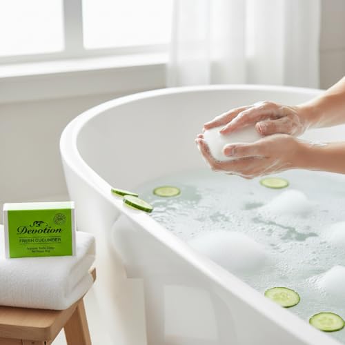 Image of Devotion Fresh Cucumber Natural Bath Soap - Pack of 6 | 75g Each | Gentle, Nourishing & Refreshing