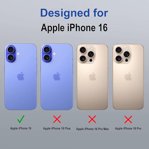 Image of amazon basics Back Case Cover for iPhone 16 | Magnetic Case with Built-in Metal Ring | Supports Mag-Safe Charger, Wallet & Car Mount | Shockproof Hybrid PC + TPU | Blue