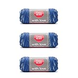 Red Heart with Love Deep Blues Yarn - 3 Pack of 141g/5oz - Acrylic - 4 Medium (Worsted) - 370 Yards - Knitting/Crochet