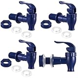Honoson 4 Sets BPA-Free Replacement Faucet, Reusable Spigot Spout Lever Pour Dispenser for Valve Crock Tap for Outdoor Watering Rain Barrel Spigot Garden Irrigation (Dark Blue)