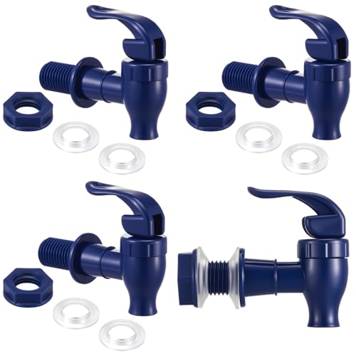 Honoson 4 Sets BPA-Free Replacement Faucet, Reusable Spigot Spout Lever Pour Dispenser for Valve Crock Tap for Outdoor Watering Rain Barrel Spigot Garden Irrigation (Dark Blue)