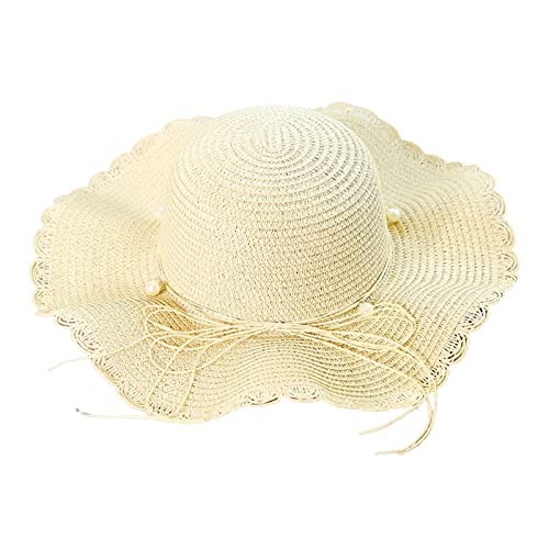 CreoQIJI Gorra de visera con protección para el cuello para niños, sombrero de paja deshilachado primavera verano malla sombrilla sombrero temperamento vestido de boda sombrero sombrero de moda para