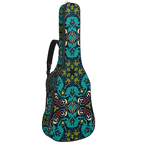 Housse guitare basse et acoustique imperméable à fermeture éclair motif rétro vert