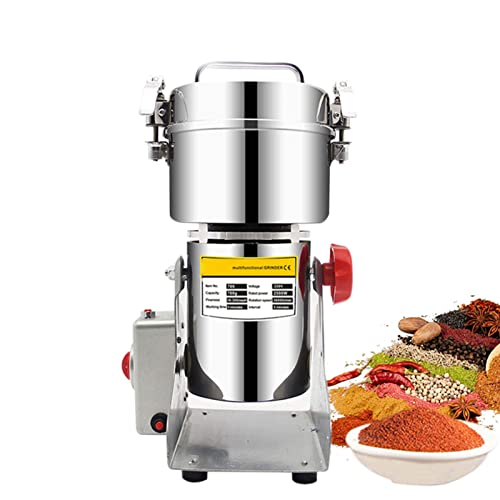 hxoity 2000G Comercial Molinillo De Grano Eléctrico Molino De Cereales Tipo De Columpio Acero Inoxidable Molino De Molinillo 36000 RPM para Semillas Frijol Tuerca Especia Hierba Pimienta Cereal Trigo