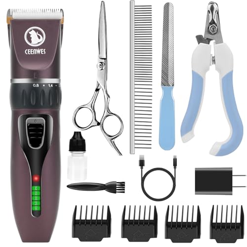 Dog Clippers Cordless Grooming Kit Professional Horse Clippers with 4 Comb Guide