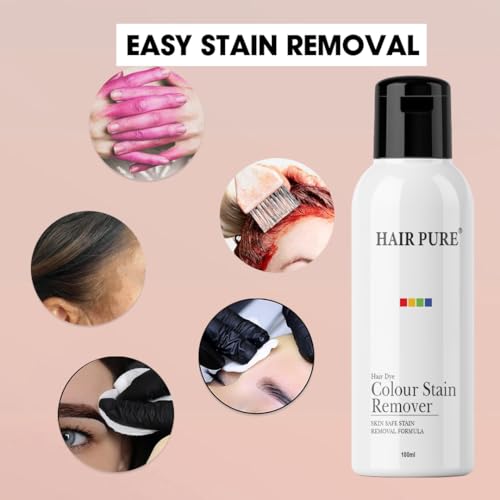Image of Hair Pure Hair Dye Colour Stain Remover for Skin - 100ml - Skin-Safe Stain Removal Formula | Removes Hair Dye Stains from Neck, Forehead, Ears | Gentle & Effective for All Skin Types