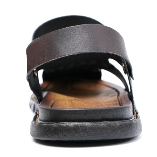 Sandals For Men Indoor and Outdoor Beach Casual Closed Toe Water Sandals Leather Slip On Two uses Waterproof Athletic Handmade Slippers Soft3