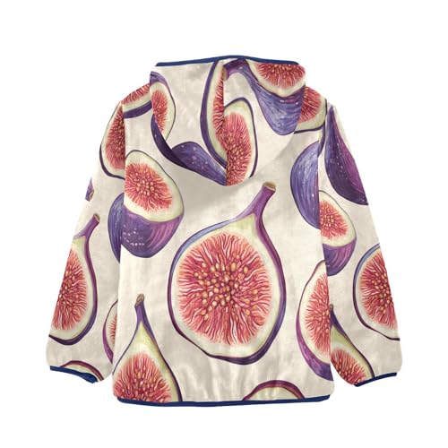 Fig Pattern Print Design Toddler Fleece Jacket Girl Boys Hooded Fleece Jacket Coat Warm Outwear Zip-up 3-10T2