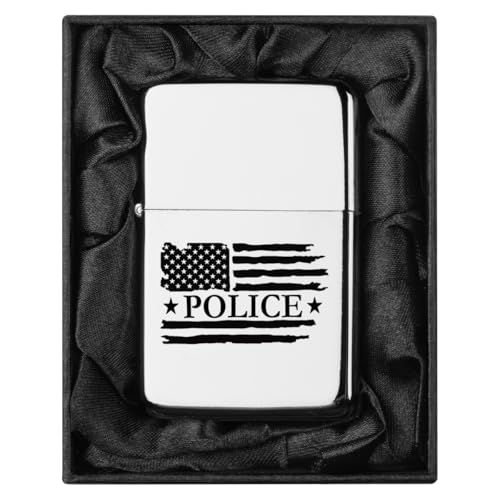 Encendedor en caja regalo negra con bandera USA cromo