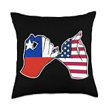 Bandera de Chile y los Estados Unidos Manos Unidas Throw Pillow