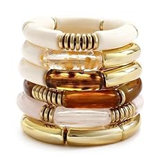 6 Clear white brown bracelets