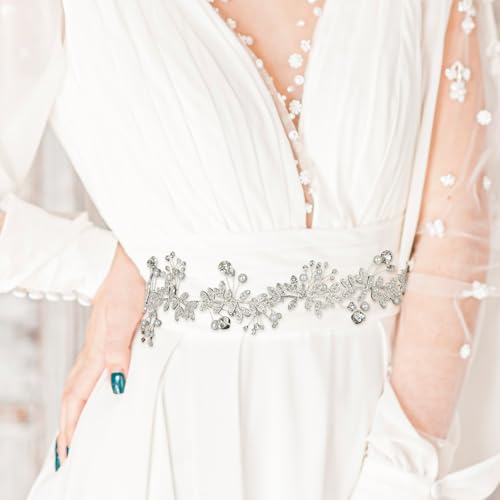 Bridal Wedding Dress Belt Rhinestone Wedding Waist Belts Sparkly Crystal Pearl Dress Sash for Women Dresses2