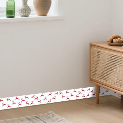 Image of Nuxovilar Red Reindeer Winter Peel Stick Wall Border PVC 3.94x16.4'