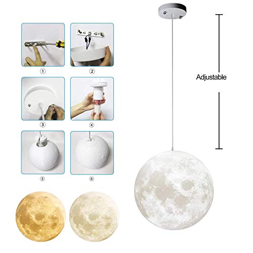 Plafonnier LED intensité variable et suspension multicolore design lune 3D de 15cm