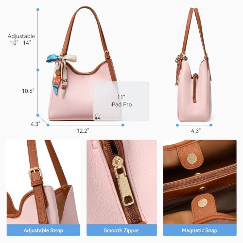 Image of BOSTANTEN Shoulder Bag for Women, 3-Compartment Leather Purses and Handbags