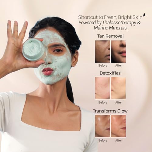 Image of De-Tan Clay Face Pack-100Gm | Instant Tan Removal & Skin Brightening with Even Toned Skin | Infused with Niacinamide, Marine Mud, Seaweed Extract, Licorice Root Extract for Fresher & Hydrated Skin | Men & Women Both