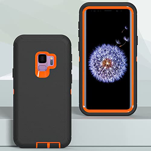 Image of Case for Galaxy S9 Plus, Heavy-Duty Tough Rugged Shockproof Drop Protective Cover Cases for Samsung Galaxy S9 Plus, Black+Orange