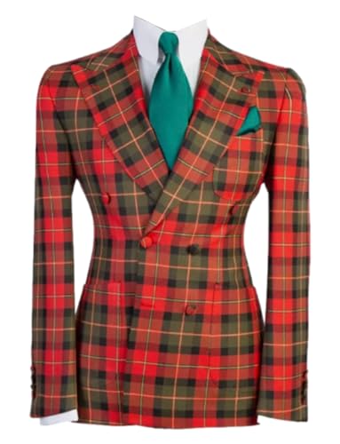 Blazer homme à carreaux double boutonnage pour cérémonie de mariage