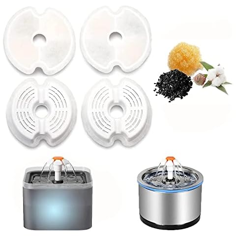 Cat water Fountain filter 4pcs Replacement Filter with Resin and Activated Carbon Upgraded Flower Water Dispenser Filter for Cats and Dogs for Drinking Fountain 2.5L Cover