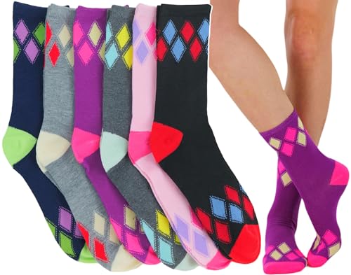 Image of ToBeInStyle Women's Pack of 6 or 12 Fashion Printed Crew Socks