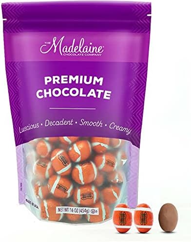 Madelaine Premium Milk Chocolate Footballs Wrapped In Italian Foil - Super Bowl Party Favor Candy (1 LB)