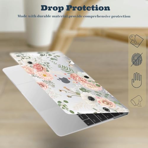 Funda protectora Mac Air 13.3 A1466 carcasa rígida transparente flores y cubierta teclado 2