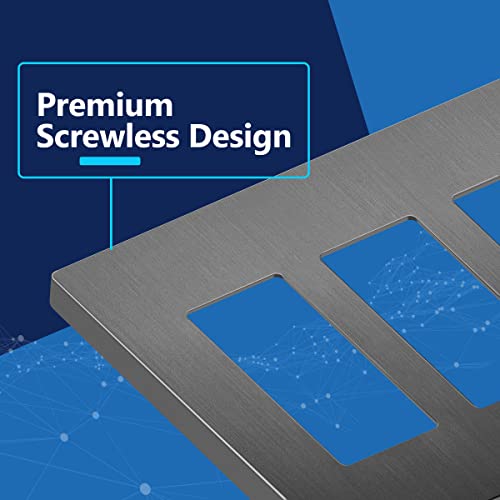 Image of LIDER Decorator Switch Cover, Screwless Wall Plate, Mid-Size 3-Gang 4.88 inch x 6.77 inch, LSWP-33M-BSG, UL Listed, Thermoplastic, Brushed Space Gray, 1-Pack