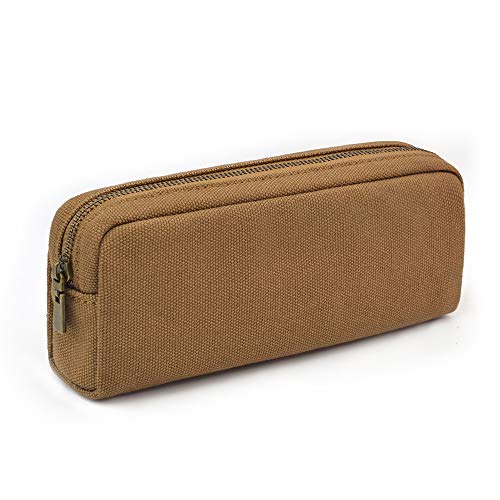Image of Pencil Pen Case, Canvas Pencil Pouch Big Capacity Pen Bag with Zipper Durable Stationary Storage Bag for Adult Students Officers