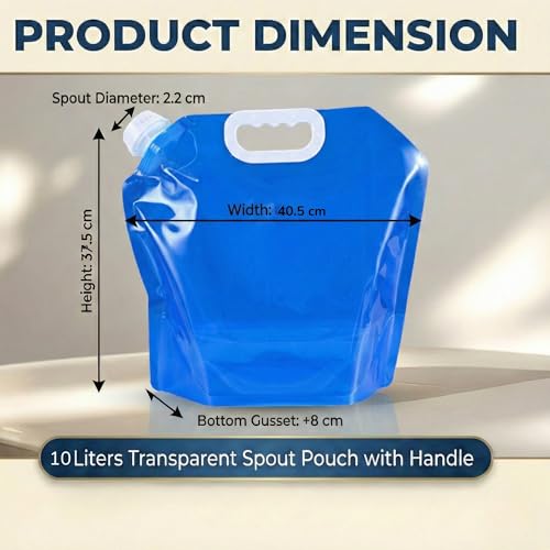 Image of Kraptick Portable Collapsible Water Storage Tank 10L Water Container with Handle and Leak-Proof Screw Cap, Reusable Foldable Drinking Water Carrier Bag for Camping & Emergency Use (Blue)