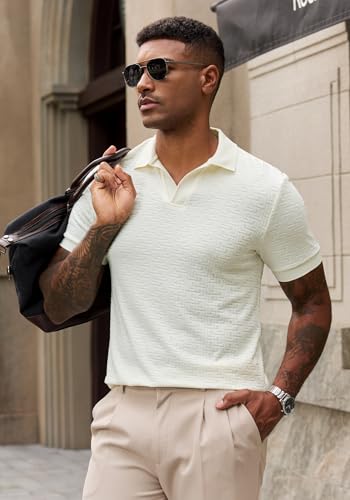 Herberton Polo de Punto para Hombre, Casual, Textura en Tela Terry, Cuello Johnny miniatura 4