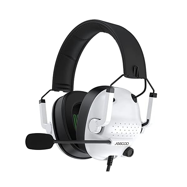 Gaming Headset with Microphone Xbox Headset for PC, PS4 PS5 Stereo Sound Headphones Lightweight & Portable Over Ear Headset for Laptop Mobile – White