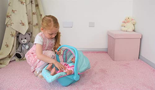 KOOKAMUNGA KIDS Baby Doll Car Seat and Carrier - Adjustable Canopy - Movable Handle - Doll Carseat w/ Safety Harness - Soft Headrest - Doll Carrier - Car Seat For Baby Dolls 18 Inches - Blue Rainbow - Thumbnail 4