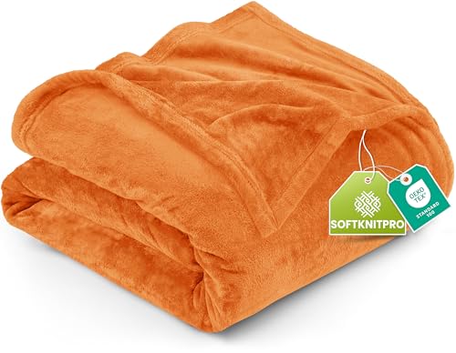 Image of Utopia Bedding Fleece Blanket Queen Size Burnt Orange 300GSM Luxury Fuzzy Soft Anti-Static Microfiber Bed Blanket (90x90 Inch)