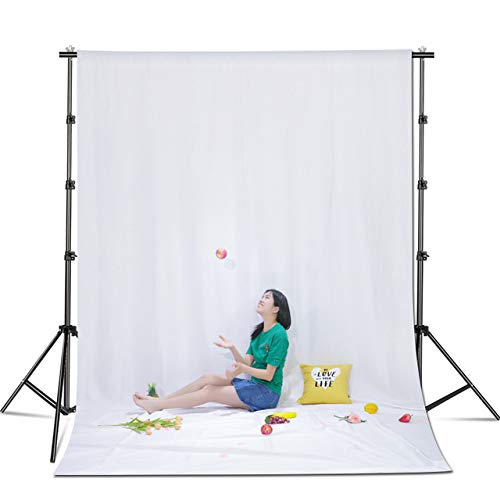 YUGAM Photography Backdrop Stand Kit Background Support Kit Foldable with Bag and lekera White Curtain Cloth (with Stand KIT, White) 1