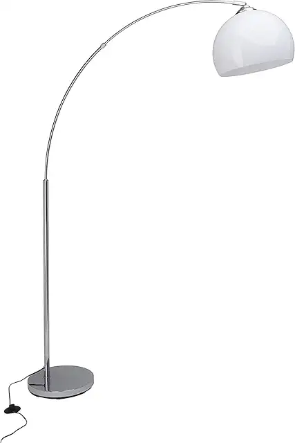 Lampada da Terra ad Arco Vessa Bow 1.7m Cromo/Bianco con Interruttore a Pedale