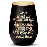 Love Faith Valentinstag Windlicht Schwarz/Gold - Personalisiertes Windlicht für Teelichter mit Namen-Gravur - Geschenk für Paare für Romantik