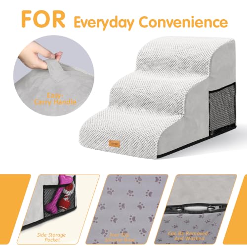 Image of Topmart 3 Tiers Foam Dog Ramps /Steps, Non-Slip Pet Steps | Extra Wide Deep Dog Stairs, High Density Foam Pet Stairs /Ladder, Best for Older Dogs, Cats,Small Pets
