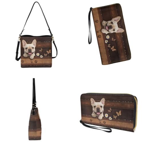 Image of Bucket Crossbody Bag Set for Women Lady, Leather Purse and Wallet Set Large Bucket Bag with Wallet