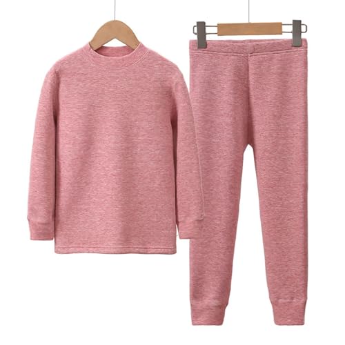 Kids 2pc Lined 𝐏ajamas Sets Plain Soft Long Sleeve Thick Shirt Pants 𝐏𝐉 Boys Girls Fall Winter L𝐨ungewear Sl𝐞epwear2
