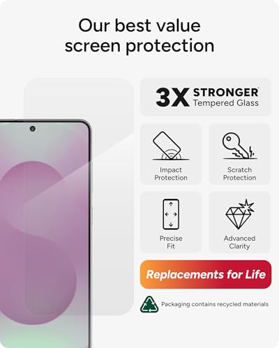 Image of ZAGG Glass+ Samsung Galaxy S25 Edge Screen Protector - Extreme Impact & Shatter Protection, Scratch-Resistant, Smudge-Resistant, Fingerprint Scanner Compatible, InvisibleShield, Easy Installation