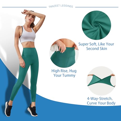 High Waisted Leggings for Women - No See Through Tummy Control Cycling Workout Yoga Pants with Pockets Reg & Plus