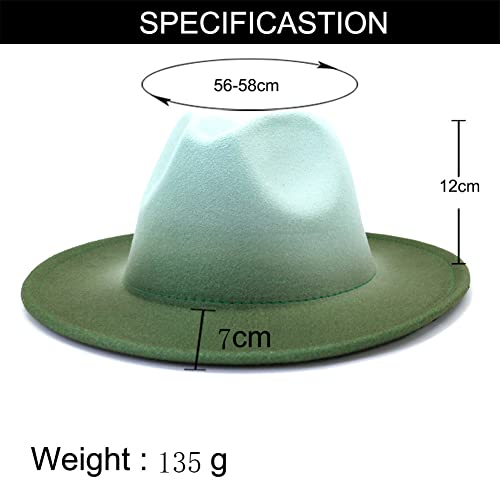 Youllyuu Gradient Color Top Hat Women Men Wool Felt Jazz Fedora Hats Wide Brim Spray Paint Patchwork Cap #TOP5