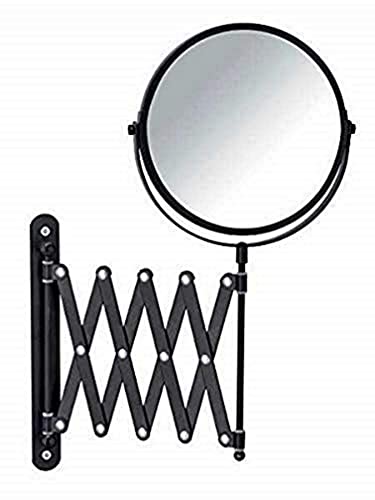 WENKO Kosmetik-Wandspiegel Teleskop Exclusiv, 3-Fach Vergrößerung, Ø 16 cm 100%-Spiegelfläche, Stufenlos ausziehbar, Höhenverstellbar, 19 x 38,5 x 50 cm, Schwarz 1