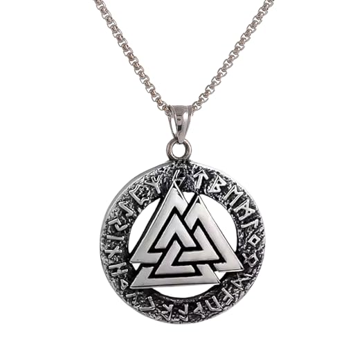 TURTLEDOVE Viking Necklace Norse Valknut - Nordic Pendant with Medieval Futhark Rune - Celtic Pagan Jewelry of Amulet