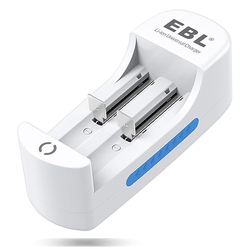 EBL Cargador de Pilas 18650, Cargador Inteligente de batería para Pilas Recargables Li-Ion 10440 14500 16340 18650 RCR123A