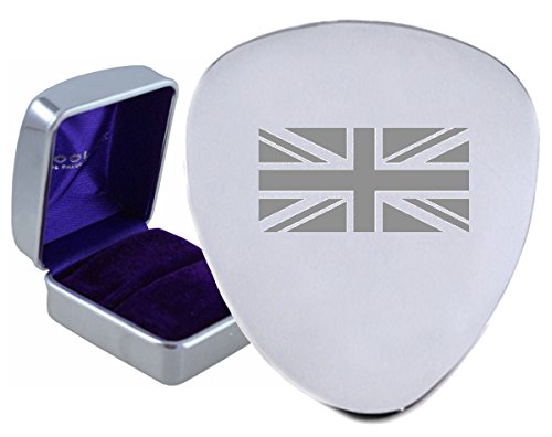 GO Drapeau d’Angleterre en acier médiator gravé – Texte en option sur Box - Les Beatles, Paul McCartney, John Lennon, RIngo Starr, George Harrison GO Drapeau d'Angleterre en acier médiator gravé – Texte en option sur Box
