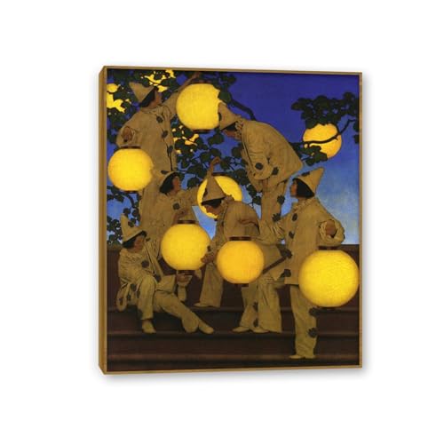 Peinture sur Toile Maxfield Parrish haut de gamme et son cadre d'art en teck véritable