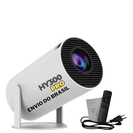 Mini Projetor Portatil HY300 PRO 5G WIFI 6 Android 11, Projetor 4k 1080P Full HD, 9000 Lúmens, Projetor Led Com Auto Correção de Tela, 180° Giratório, ENVIO BRASIL - Premium