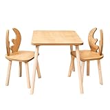 CozyCollectiions Montessori Tisch- und Rehstuhl-Set für Kinder | Spielmöbel aus Naturholz | Umweltfreundliches MDF | Einfache Montage, langlebig & Kratzfest | Für Kinder von 2–7 Jahren