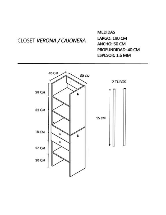Consejos y comparativas para Comprar Closet de melamina disponible en línea. 5 Imagen adicional